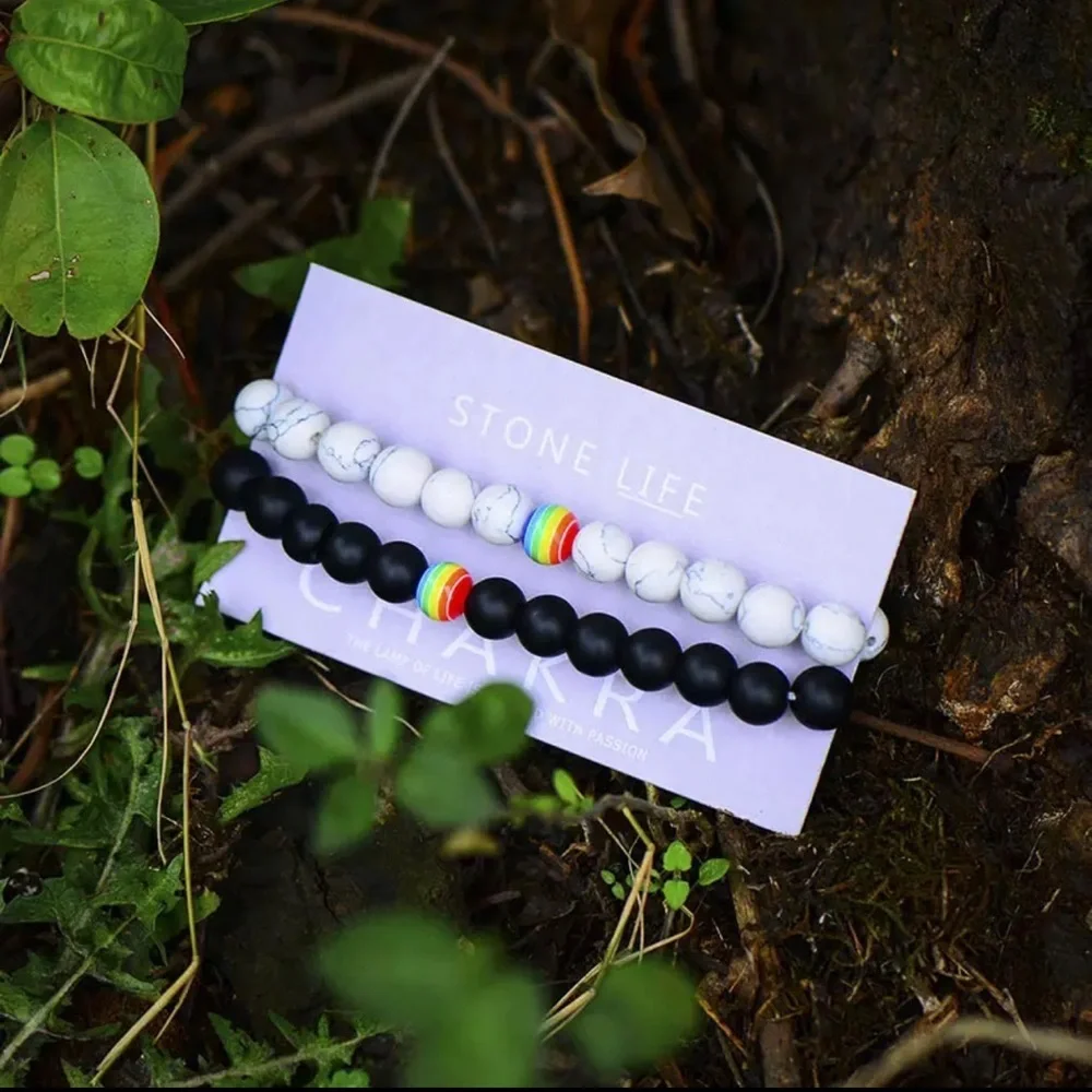 Natural Stone Chakra Rainbow Bead Bracelets for Men Women Strand Bracelet